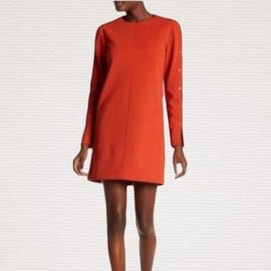 Tibi button sleeve crepe shift dress